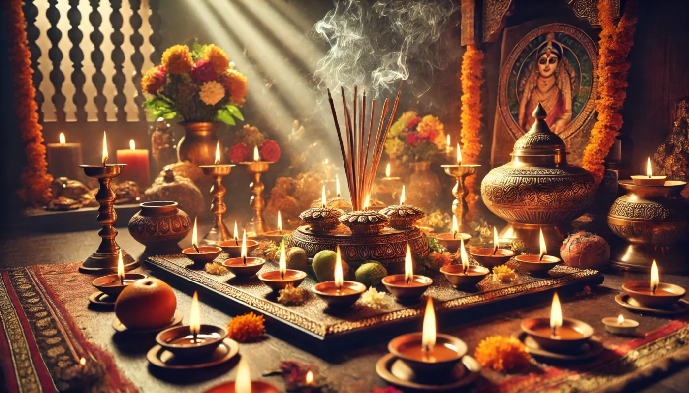 Incense and Ghee Diyas are also offered to ma durga during Navratri 