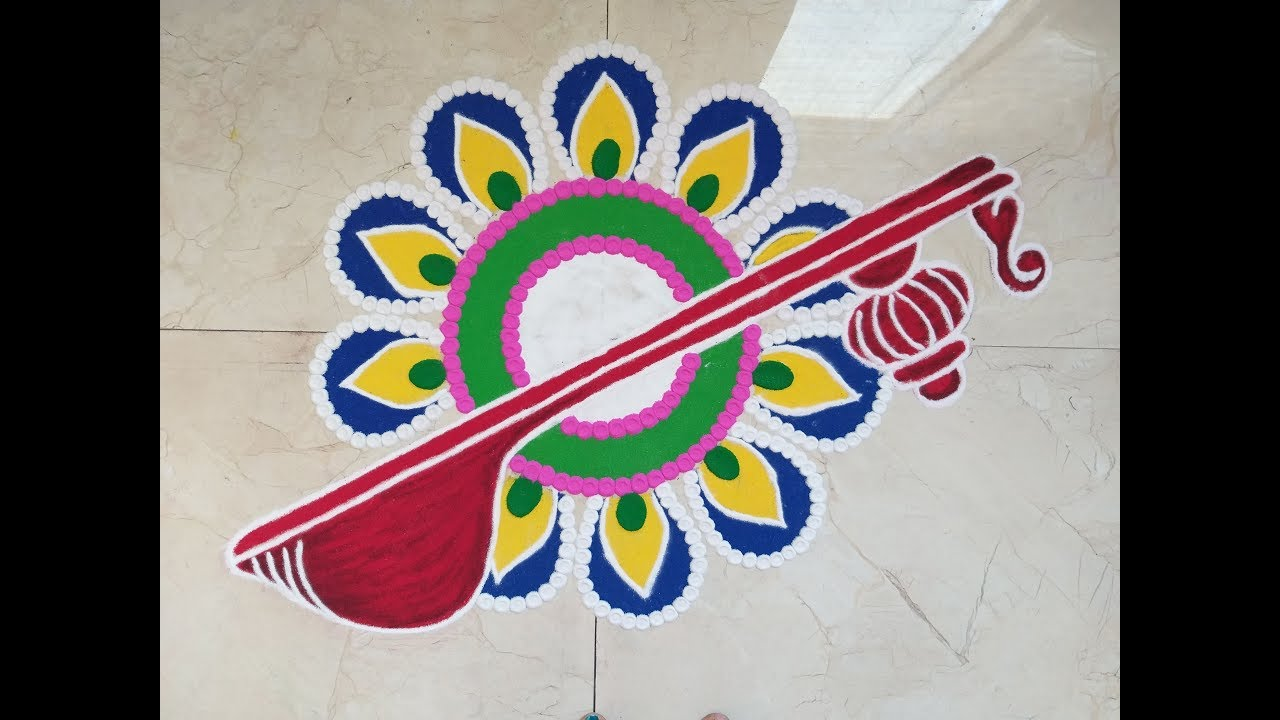 very simple basant panchami rangoli design