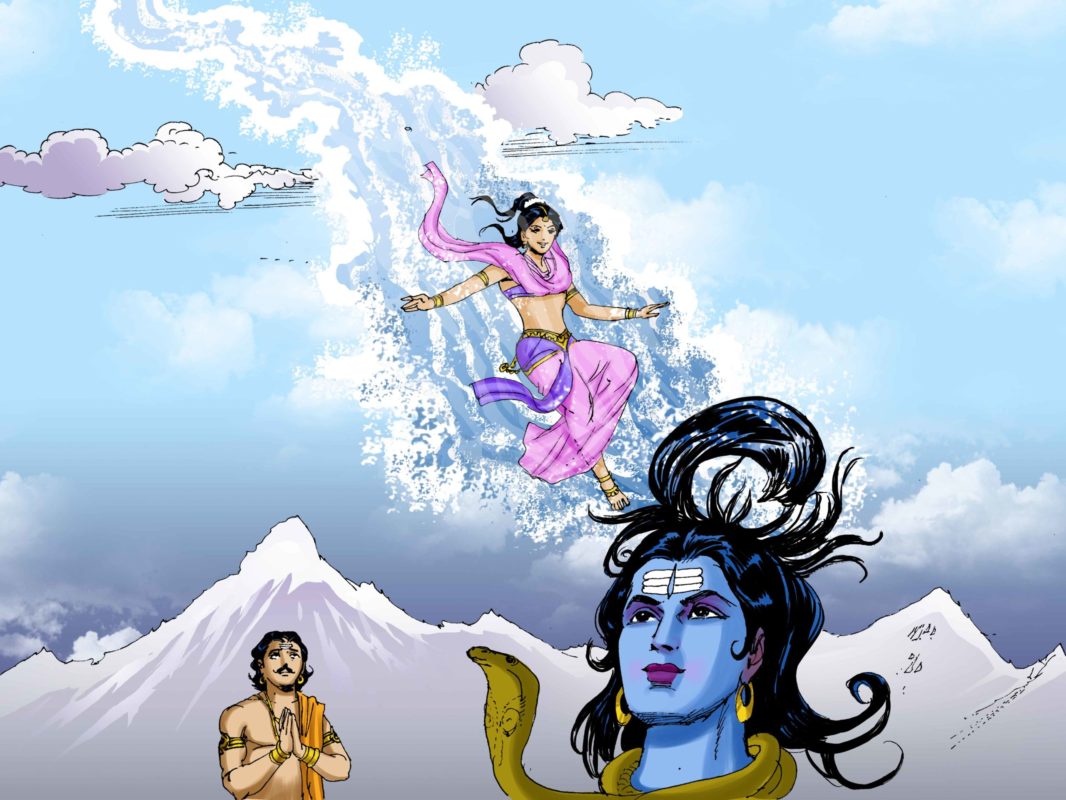 river ganga on the head of shiv ji